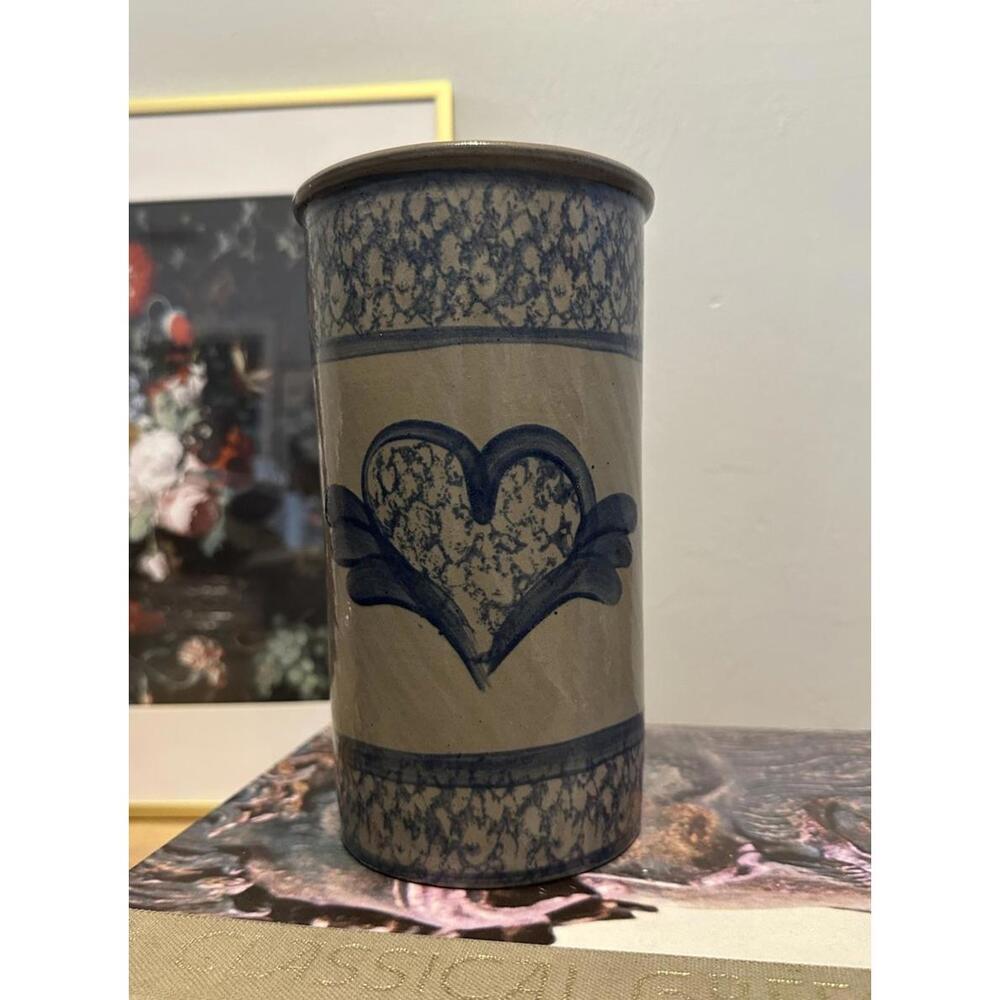 Stoneware Cylinder Vase Or Kitchen Utensil Holder By Beaumont Brothers Pottery